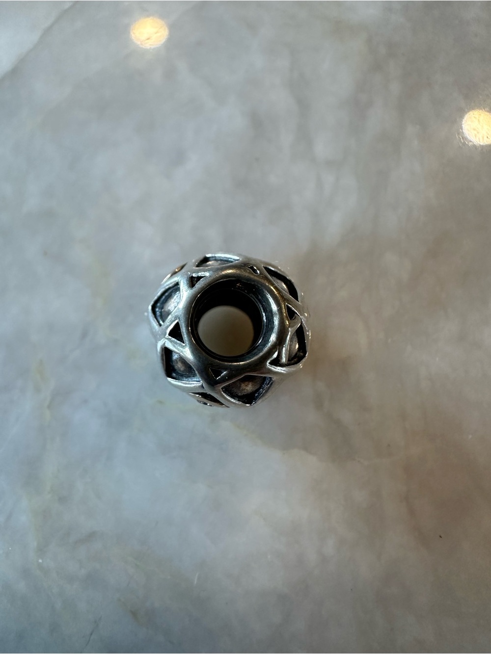Pandora Harlequin Web charm Sterling Silver, 14k gold & 2 genuine diamonds. - Picture 4 of 5